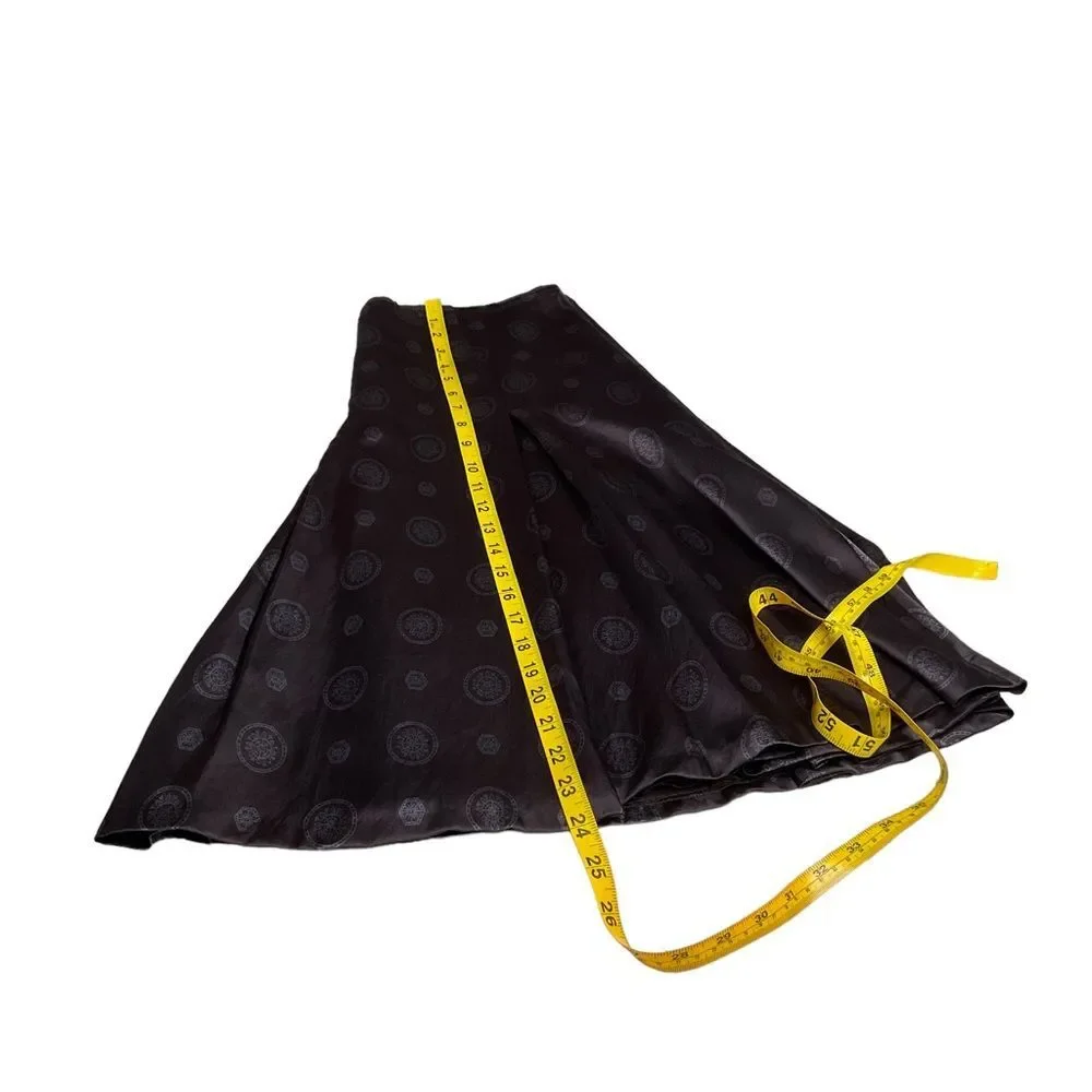 Banana Republic Factory Black Gray Medallion Print Silk Cotton Blend Skirt Sz 8